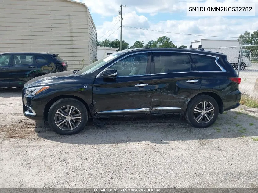 2019 Infiniti Qx60 Pure VIN: 5N1DL0MN2KC532782 Lot: 40381780