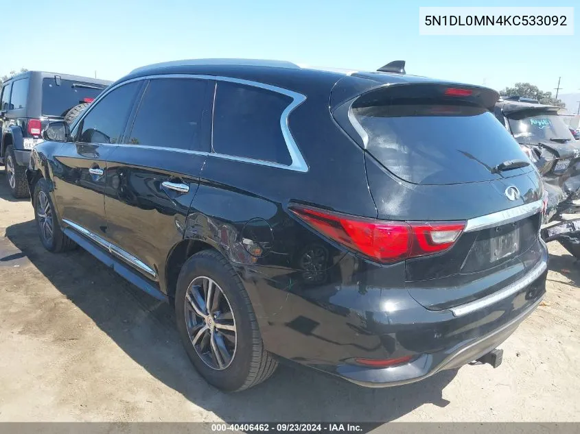 2019 Infiniti Qx60 Luxe VIN: 5N1DL0MN4KC533092 Lot: 40406462