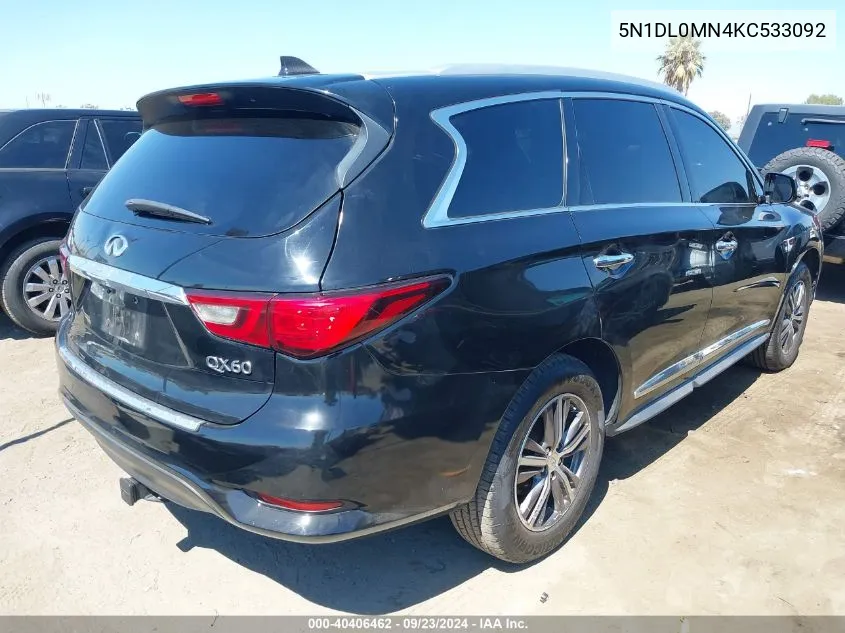 2019 Infiniti Qx60 Luxe VIN: 5N1DL0MN4KC533092 Lot: 40406462