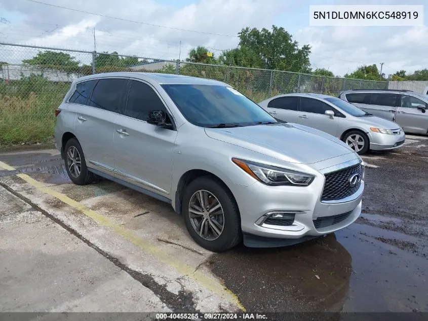 2019 Infiniti Qx60 Pure VIN: 5N1DL0MN6KC548919 Lot: 40455265