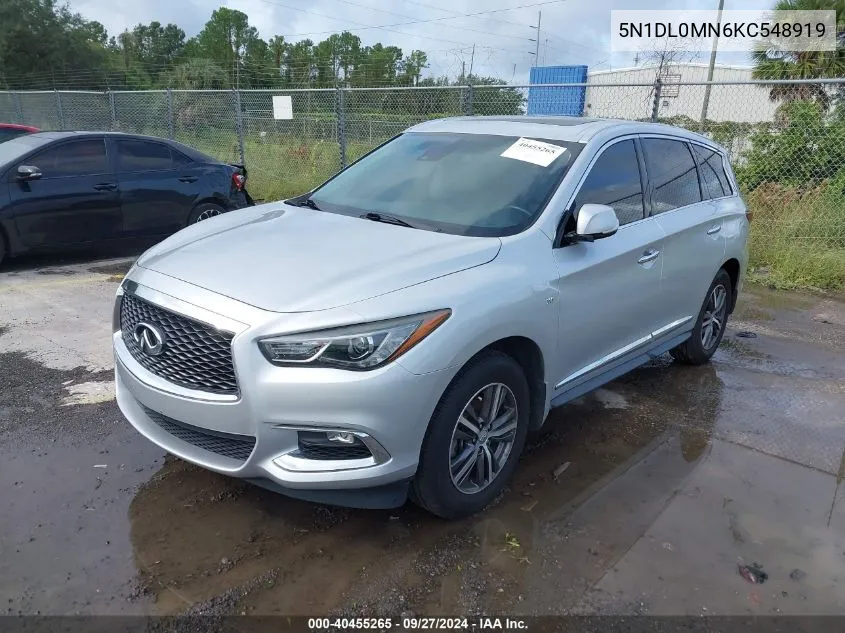 2019 Infiniti Qx60 Pure VIN: 5N1DL0MN6KC548919 Lot: 40455265