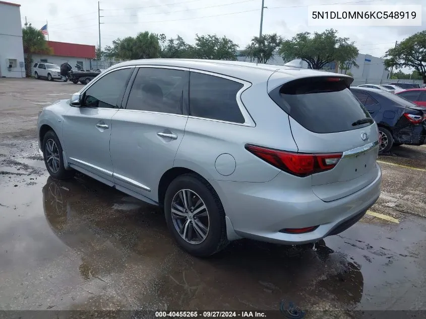 2019 Infiniti Qx60 Pure VIN: 5N1DL0MN6KC548919 Lot: 40455265