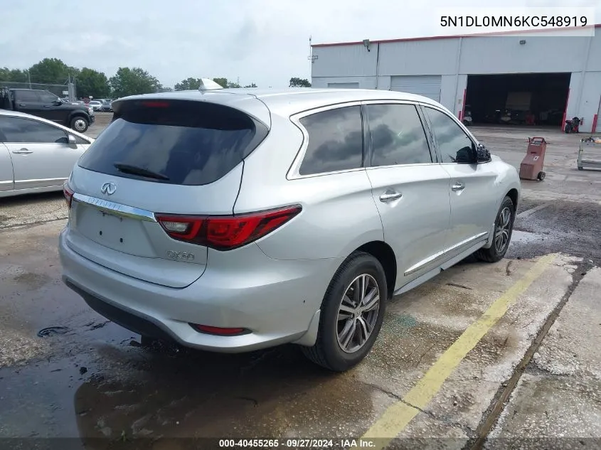 2019 Infiniti Qx60 Pure VIN: 5N1DL0MN6KC548919 Lot: 40455265