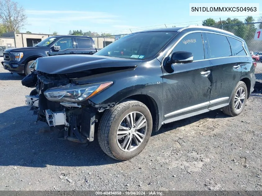 2019 Infiniti Qx60 Luxe/Pure VIN: 5N1DL0MMXKC504963 Lot: 40494858