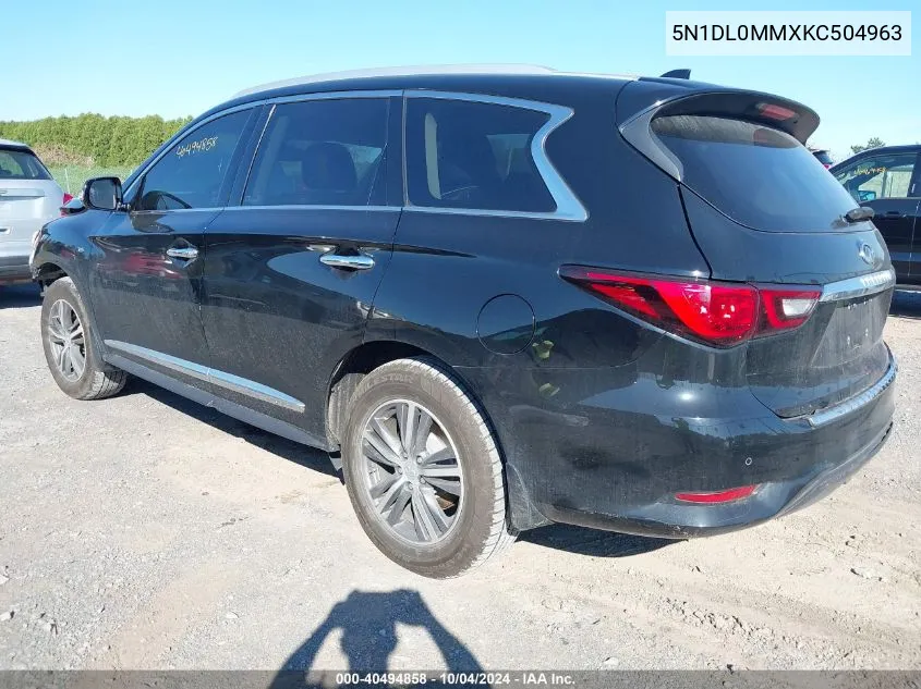 2019 Infiniti Qx60 Luxe/Pure VIN: 5N1DL0MMXKC504963 Lot: 40494858