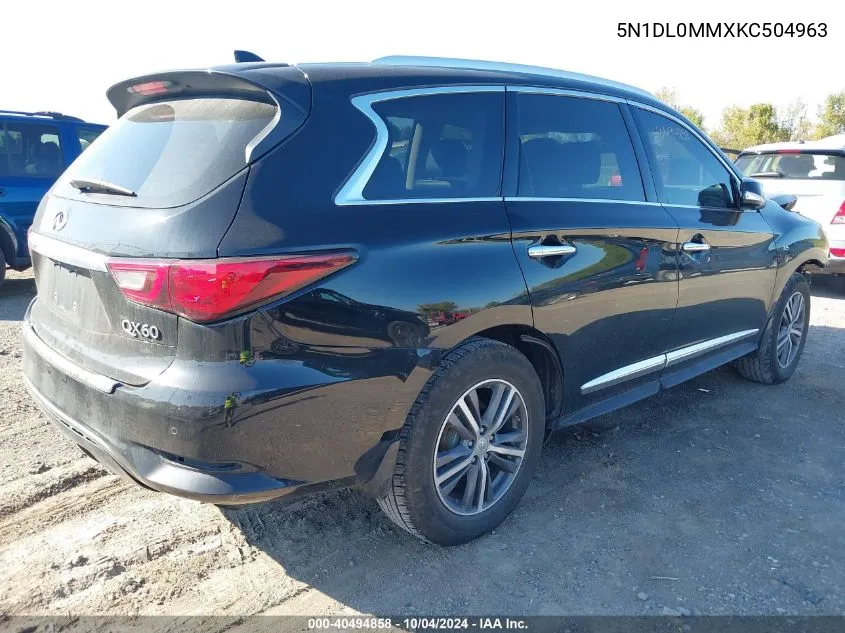 2019 Infiniti Qx60 Luxe/Pure VIN: 5N1DL0MMXKC504963 Lot: 40494858