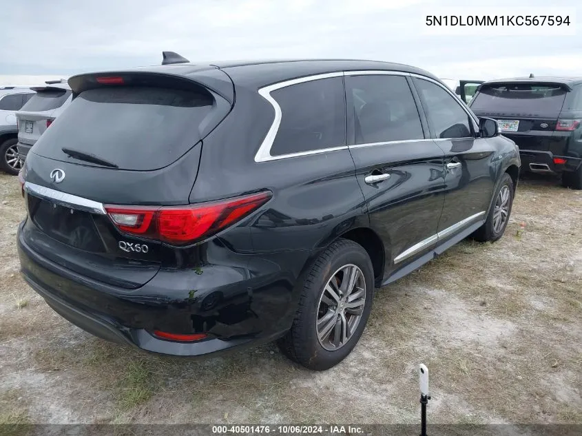 2019 Infiniti Qx60 Pure VIN: 5N1DL0MM1KC567594 Lot: 40501476