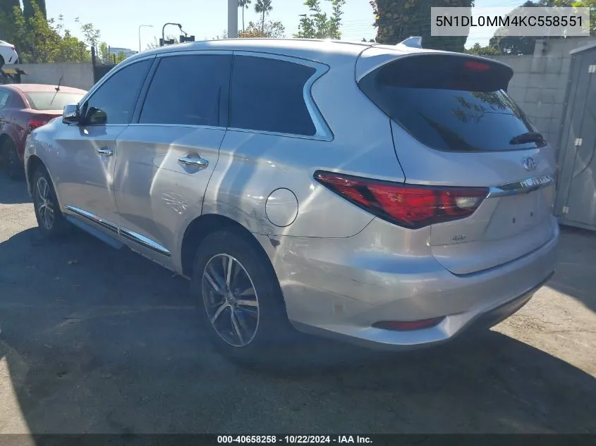 2019 Infiniti Qx60 Pure VIN: 5N1DL0MM4KC558551 Lot: 40658258