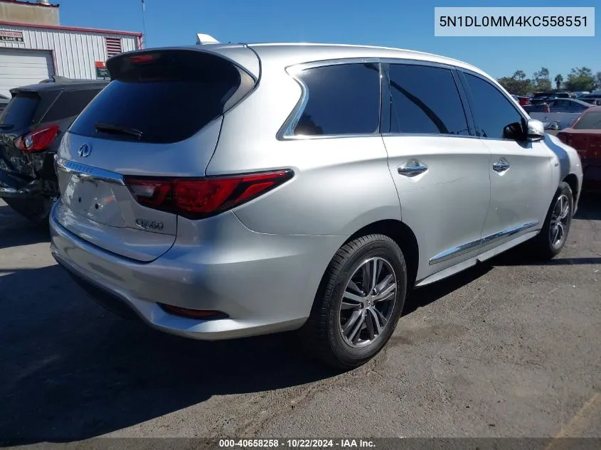 2019 Infiniti Qx60 Pure VIN: 5N1DL0MM4KC558551 Lot: 40658258