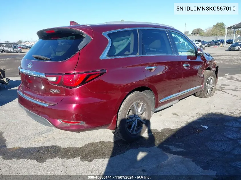 2019 Infiniti Qx60 Luxe VIN: 5N1DL0MN3KC567010 Lot: 40680141