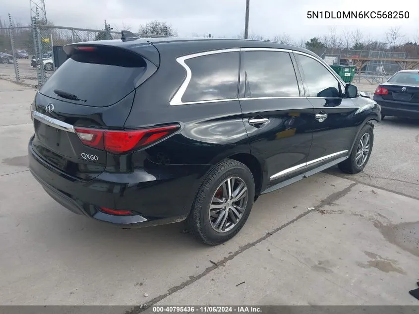 2019 Infiniti Qx60 Pure VIN: 5N1DL0MN6KC568250 Lot: 40795436