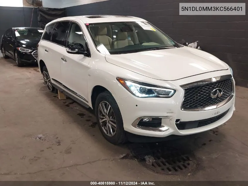 2019 Infiniti Qx60 Pure VIN: 5N1DL0MM3KC566401 Lot: 40815980