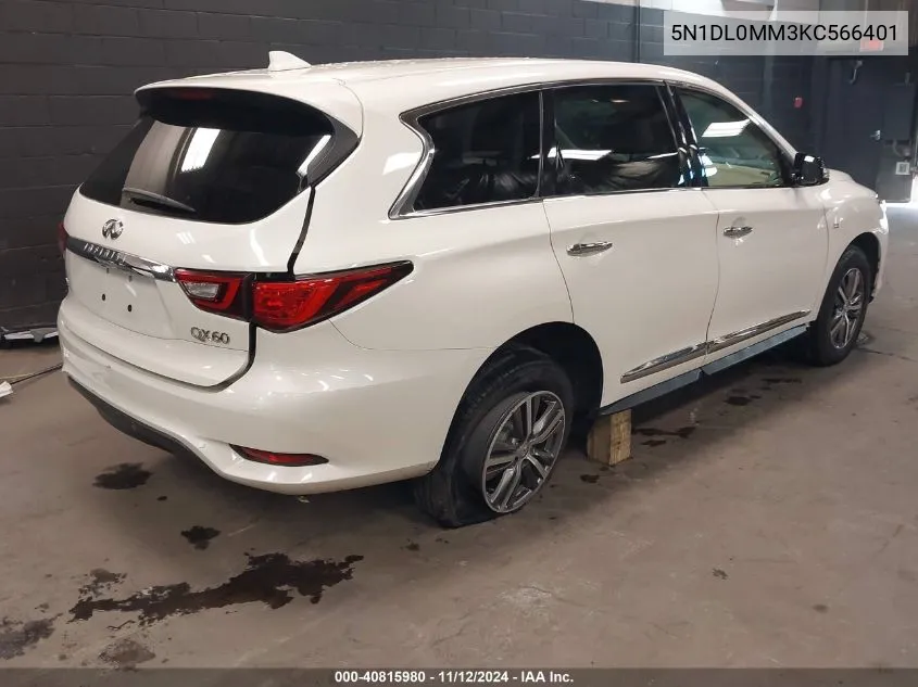 2019 Infiniti Qx60 Pure VIN: 5N1DL0MM3KC566401 Lot: 40815980