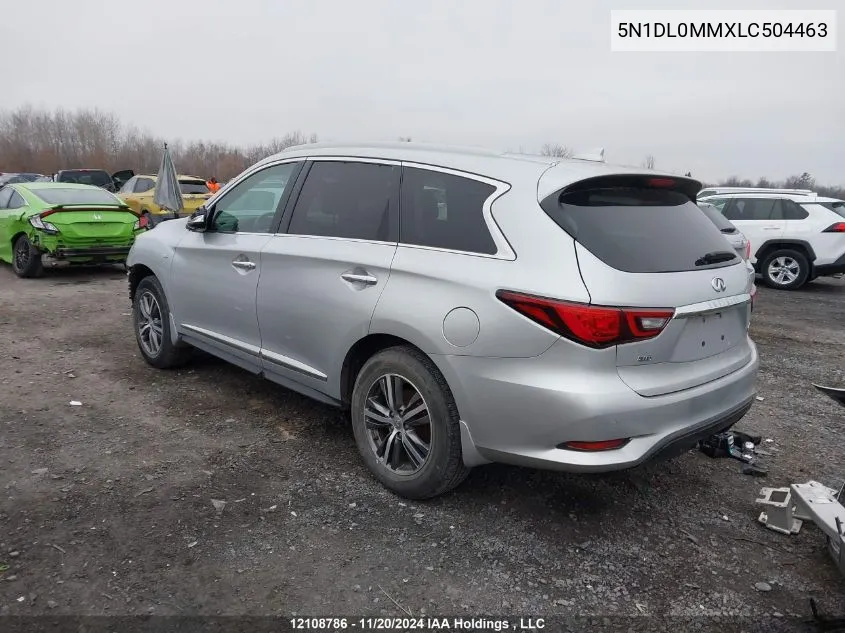 2020 Infiniti Qx60 VIN: 5N1DL0MMXLC504463 Lot: 12108786