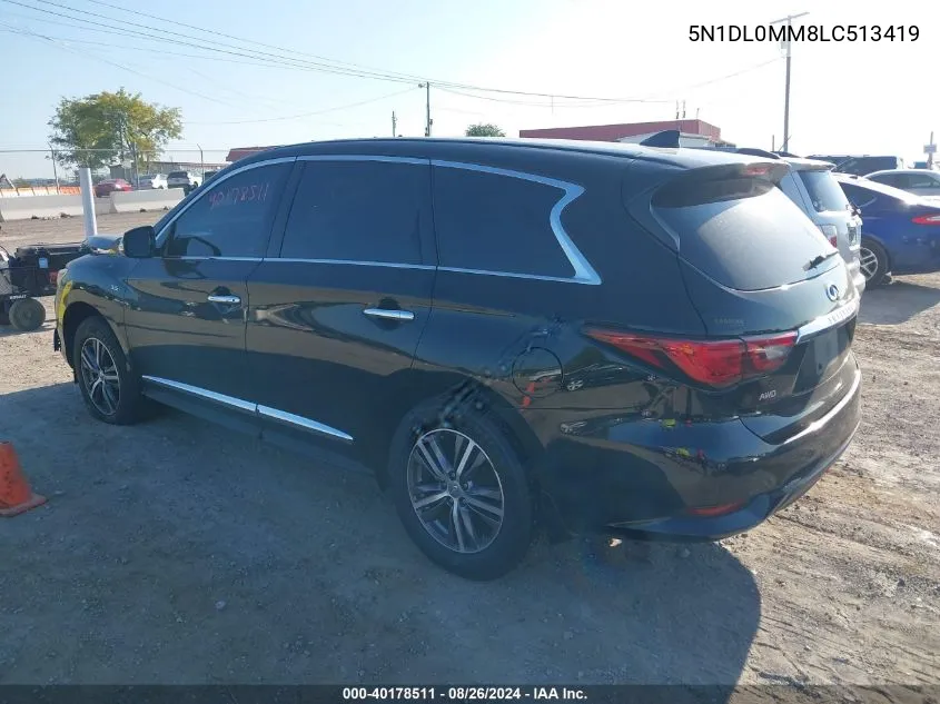 2020 Infiniti Qx60 Pure Awd VIN: 5N1DL0MM8LC513419 Lot: 40178511