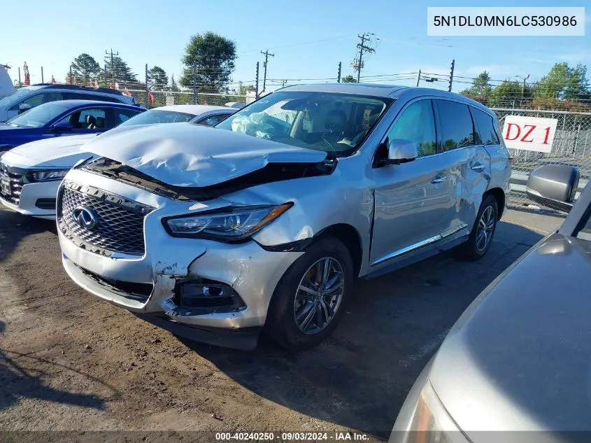 2020 Infiniti Qx60 Pure VIN: 5N1DL0MN6LC530986 Lot: 40240250