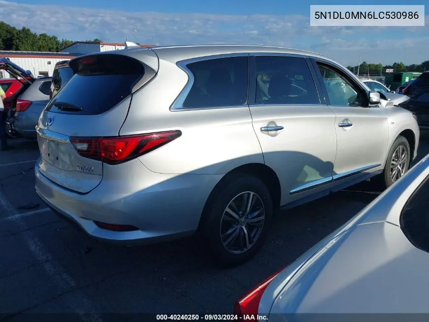 2020 Infiniti Qx60 Pure VIN: 5N1DL0MN6LC530986 Lot: 40240250