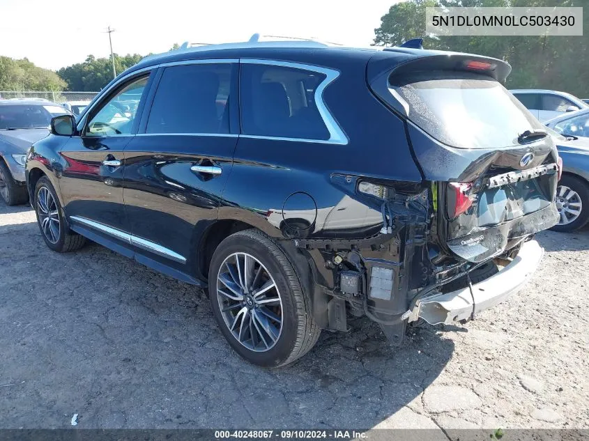 2020 Infiniti Qx60 Luxe/Pure/Special Edition VIN: 5N1DL0MN0LC503430 Lot: 40248067