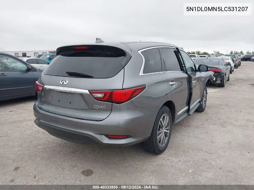 2020 Infiniti Qx60 Pure VIN: 5N1DL0MN5LC531207 Lot: 40333885