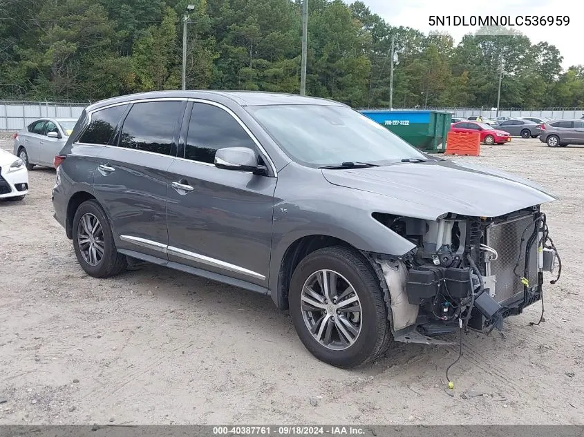 2020 Infiniti Qx60 Pure VIN: 5N1DL0MN0LC536959 Lot: 40387761