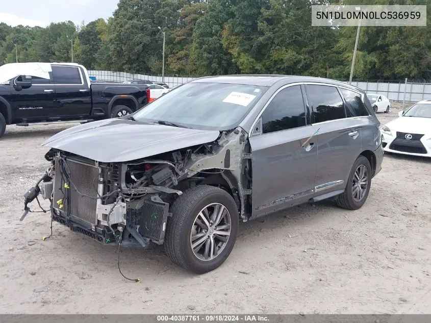 2020 Infiniti Qx60 Pure VIN: 5N1DL0MN0LC536959 Lot: 40387761