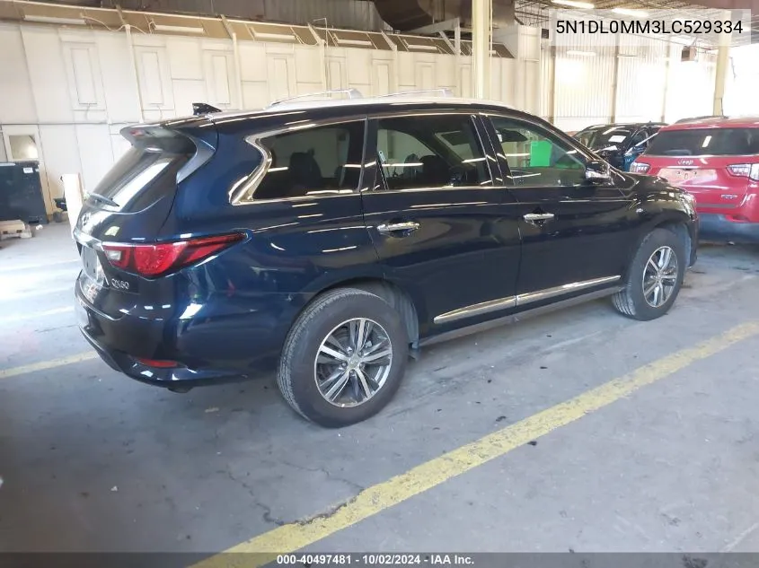 2020 Infiniti Qx60 Pure Awd VIN: 5N1DL0MM3LC529334 Lot: 40497481