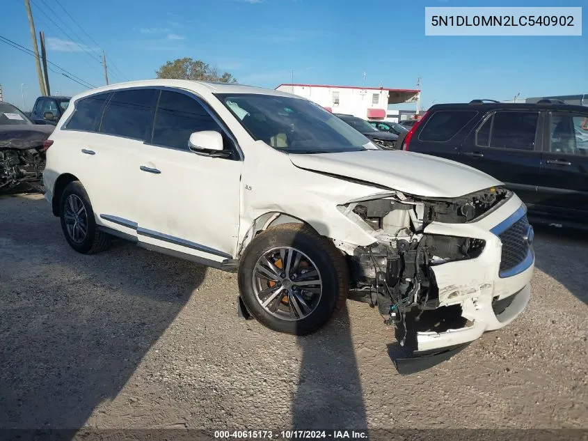 2020 Infiniti Qx60 Pure VIN: 5N1DL0MN2LC540902 Lot: 40615173