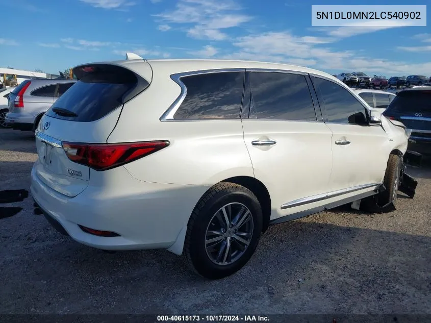 2020 Infiniti Qx60 Pure VIN: 5N1DL0MN2LC540902 Lot: 40615173