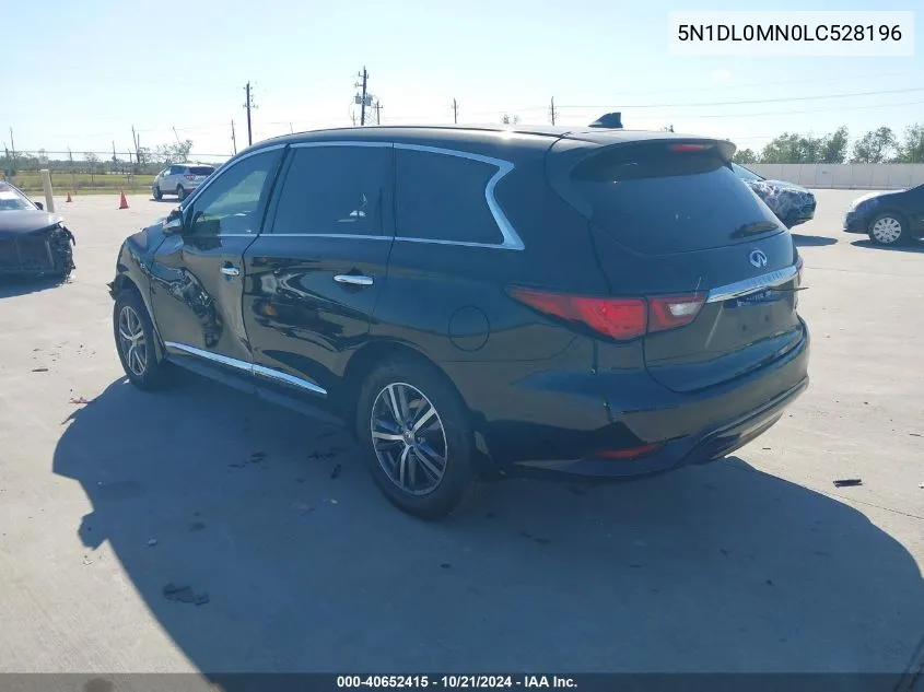 2020 Infiniti Qx60 Pure VIN: 5N1DL0MN0LC528196 Lot: 40652415