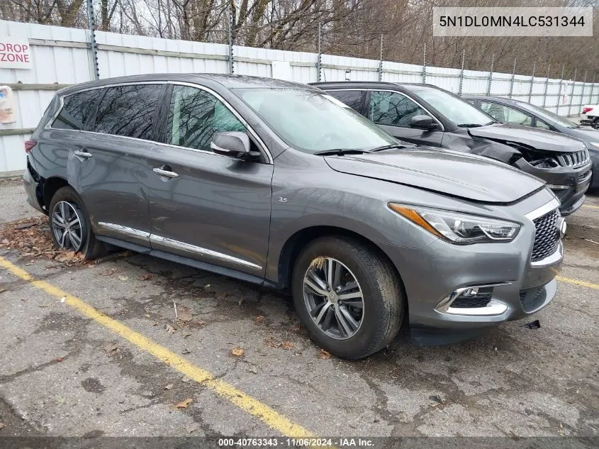 2020 Infiniti Qx60 Pure VIN: 5N1DL0MN4LC531344 Lot: 40763343