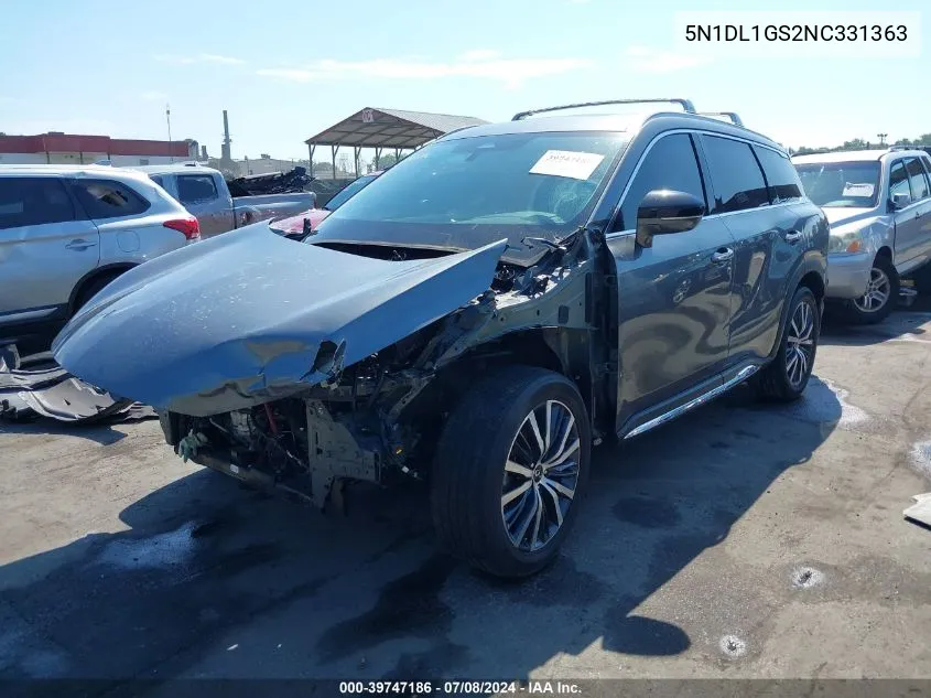 2022 Infiniti Qx60 Sensory Awd VIN: 5N1DL1GS2NC331363 Lot: 39747186