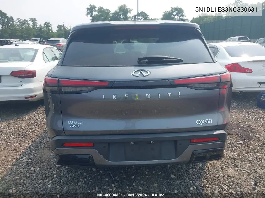 2022 Infiniti Qx60 Pure Awd VIN: 5N1DL1ES3NC330631 Lot: 40094301