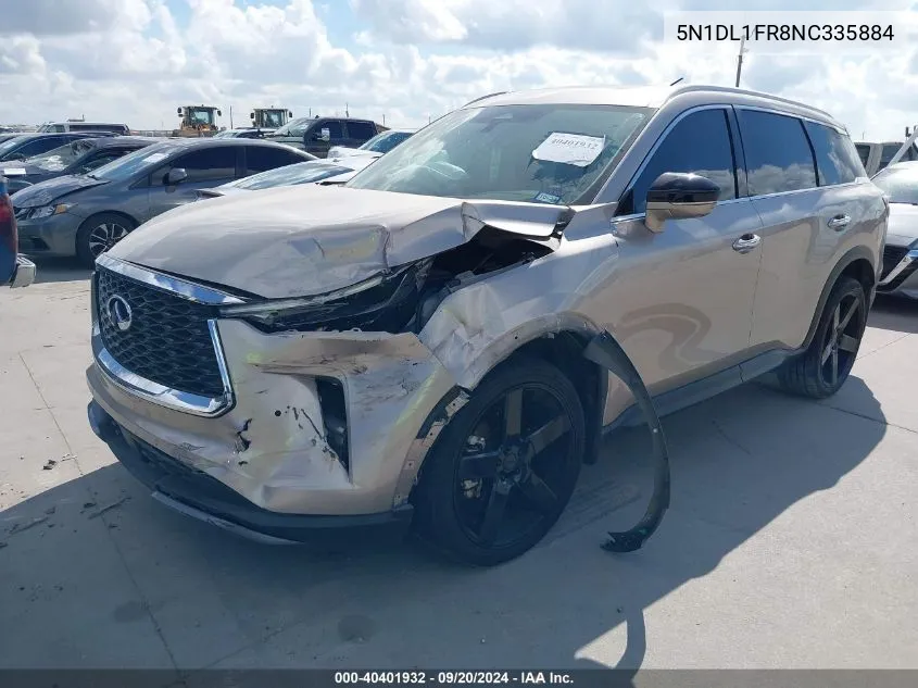 2022 Infiniti Qx60 Luxe VIN: 5N1DL1FR8NC335884 Lot: 40401932