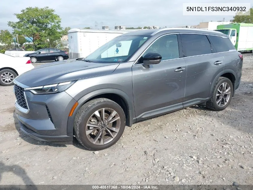 2022 Infiniti Qx60 Luxe Awd VIN: 5N1DL1FS3NC340932 Lot: 40517368