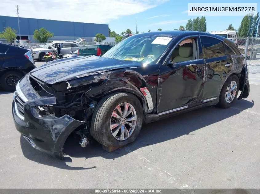 2014 Infiniti Qx70 VIN: JN8CS1MU3EM452278 Lot: 39725014