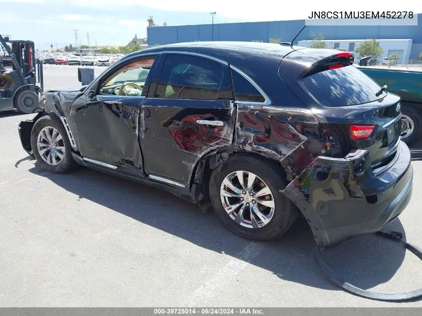 2014 Infiniti Qx70 VIN: JN8CS1MU3EM452278 Lot: 39725014