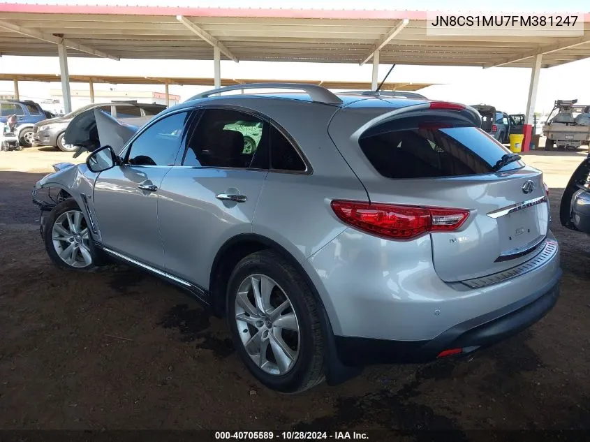 2015 Infiniti Qx70 VIN: JN8CS1MU7FM381247 Lot: 40705589