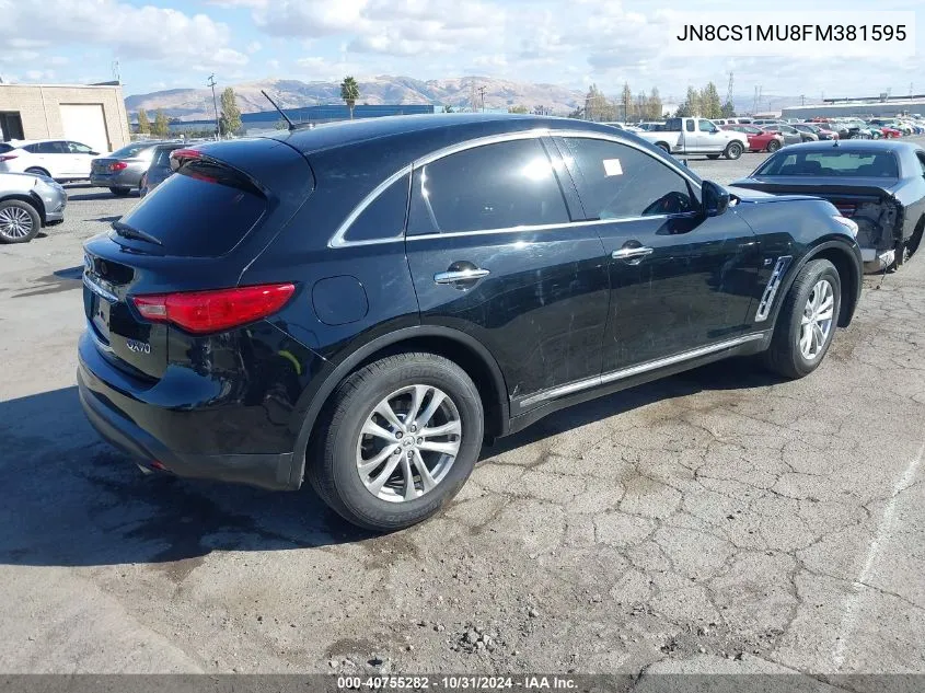 2015 Infiniti Qx70 VIN: JN8CS1MU8FM381595 Lot: 40755282