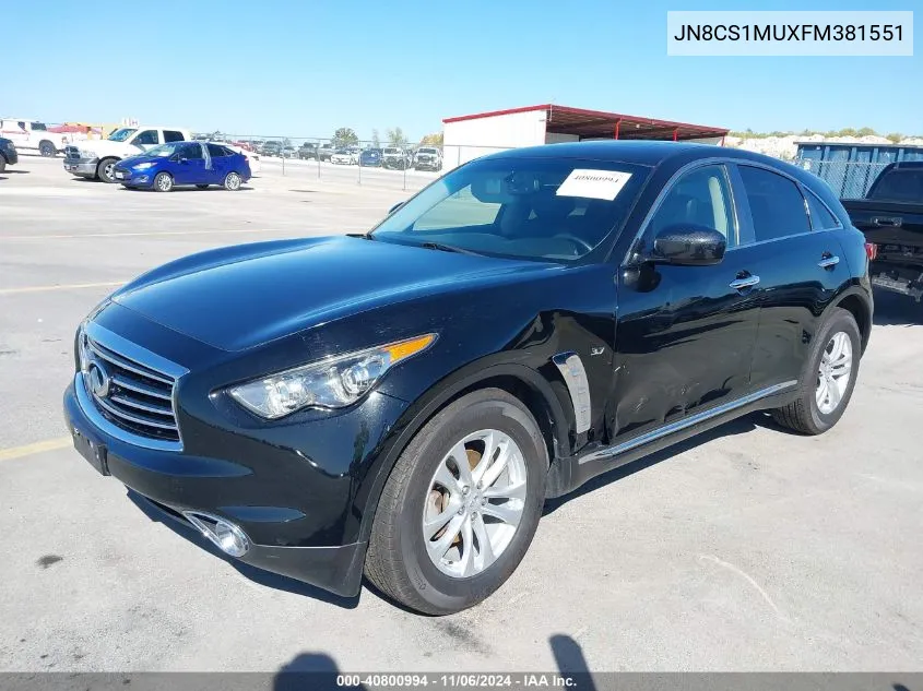 2015 Infiniti Qx70 VIN: JN8CS1MUXFM381551 Lot: 40800994