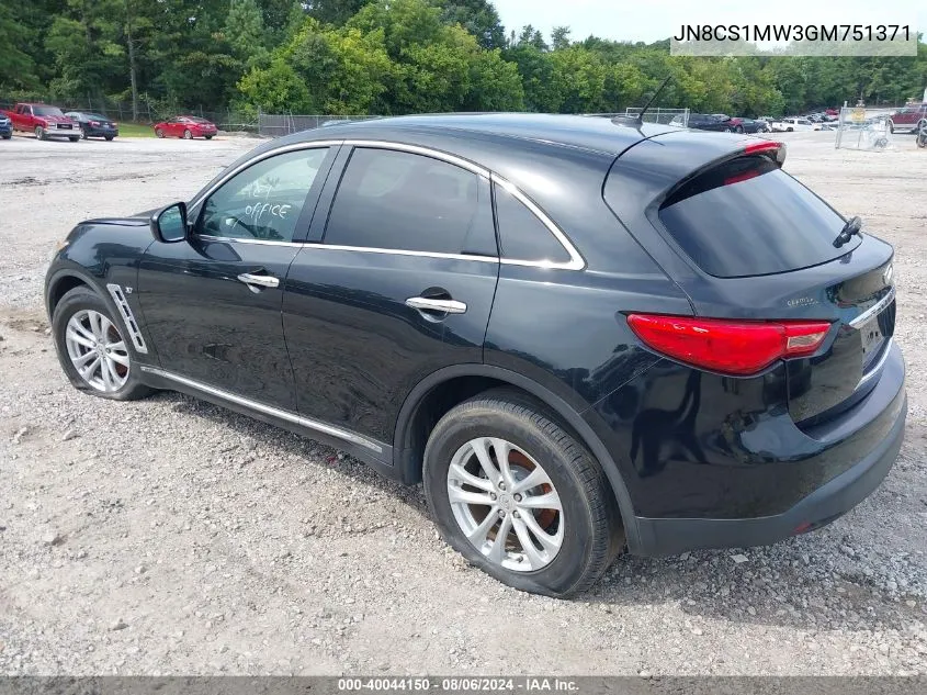 2016 Infiniti Qx70 VIN: JN8CS1MW3GM751371 Lot: 40044150