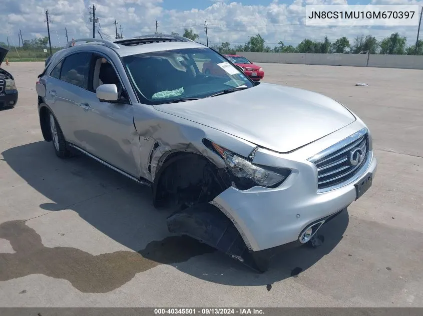 2016 Infiniti Qx70 VIN: JN8CS1MU1GM670397 Lot: 40345501