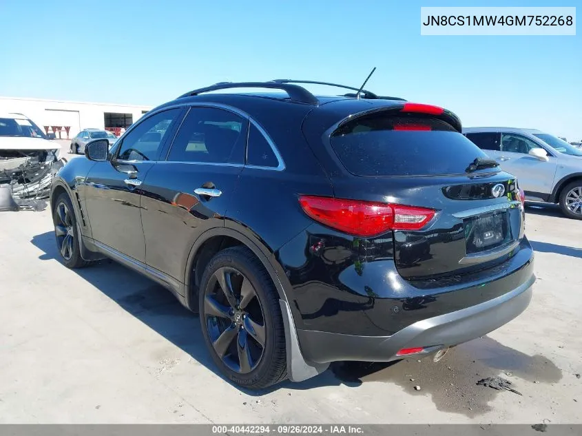 2016 Infiniti Qx70 VIN: JN8CS1MW4GM752268 Lot: 40442294