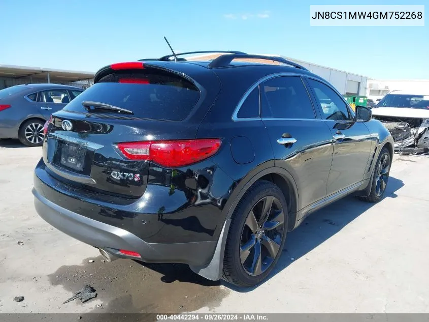 2016 Infiniti Qx70 VIN: JN8CS1MW4GM752268 Lot: 40442294