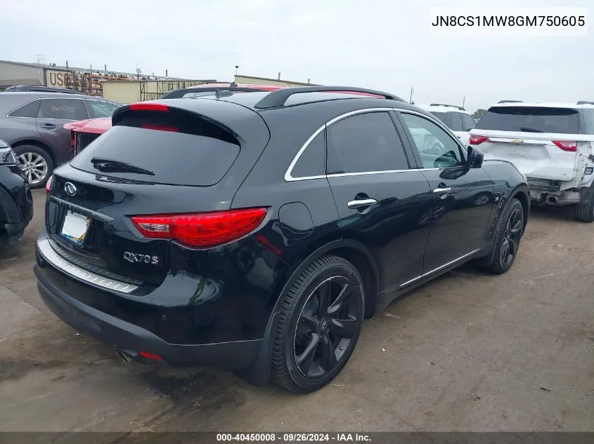 2016 Infiniti Qx70 VIN: JN8CS1MW8GM750605 Lot: 40450008