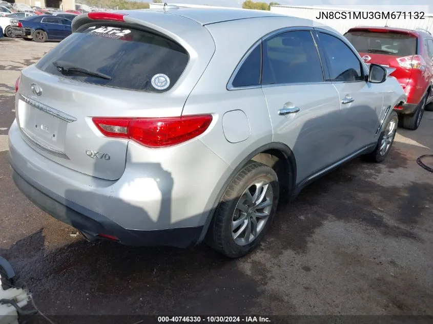 2016 Infiniti Qx70 VIN: JN8CS1MU3GM671132 Lot: 40746330