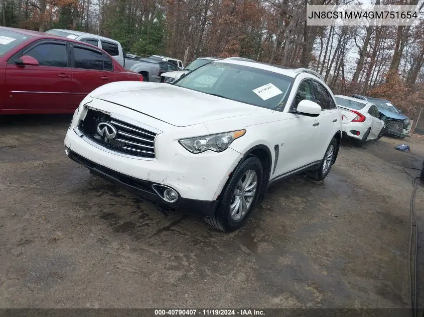 2016 Infiniti Qx70 VIN: JN8CS1MW4GM751654 Lot: 40790407