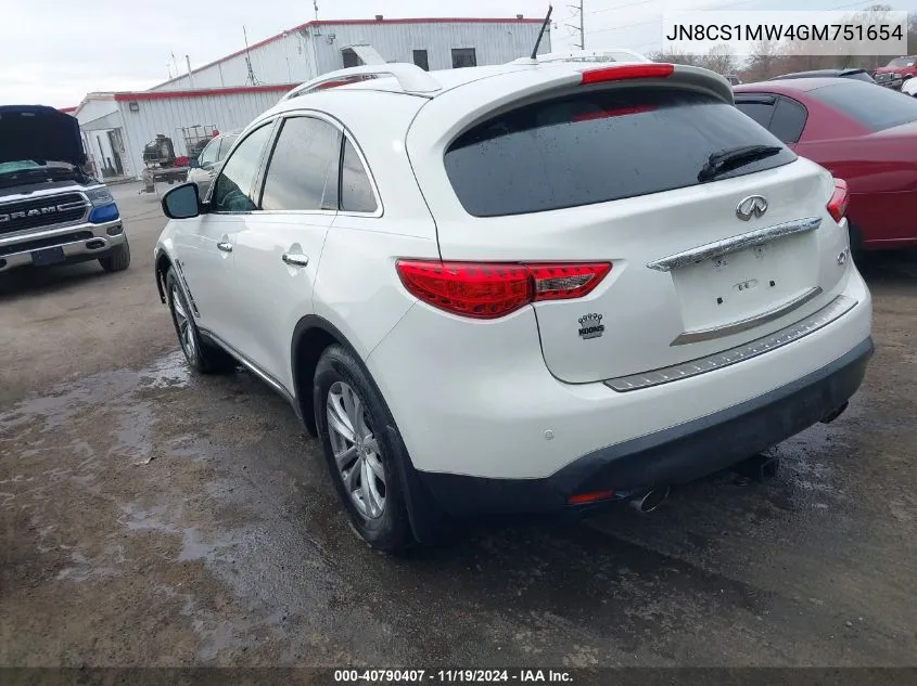 2016 Infiniti Qx70 VIN: JN8CS1MW4GM751654 Lot: 40790407