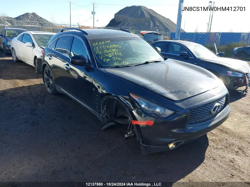 2017 Infiniti Qx70 VIN: JN8CS1MW0HM412701 Lot: 12137880