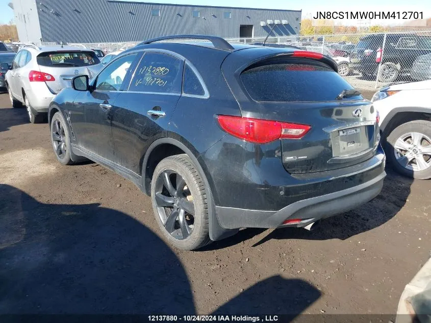 2017 Infiniti Qx70 VIN: JN8CS1MW0HM412701 Lot: 12137880