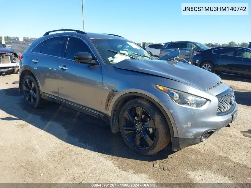 2017 Infiniti Qx70 VIN: JN8CS1MU3HM140742 Lot: 40791267